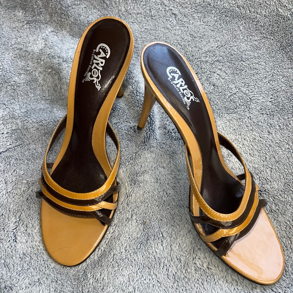 Carlos Santana slide heel tans